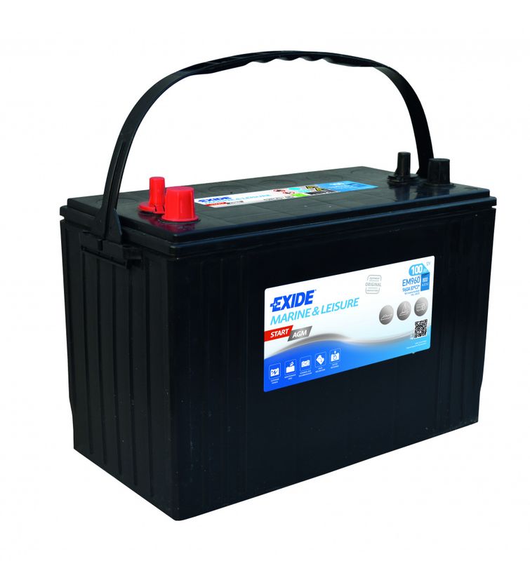 Exide EM960 AGM vedlikeholdsfritt marine batteri 100Ah kaldstart 800CCA