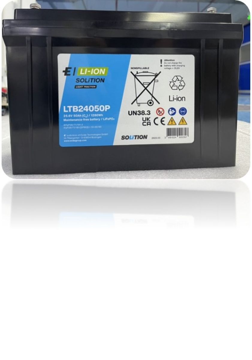 Lithiumbatteri 24V - 50Ah Exide Solition industribatteri 1280Wh. LiFePO₄